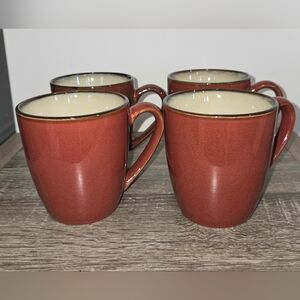 Mikasa Gourmet Basics Ava Red Mug Set of 4 Stoneware